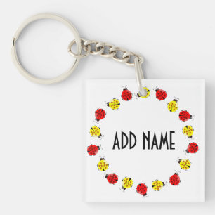 Cute Cartoon Ladybugs In Red And Yellow Keychain