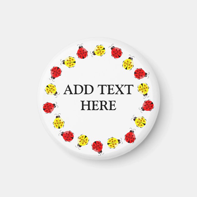 Cute Cartoon Ladybugs In Red And Yellow Magnet (Front)