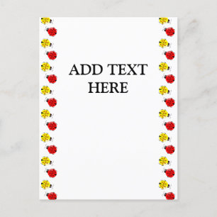 Cute Cartoon Ladybugs In Red And Yellow Postcard