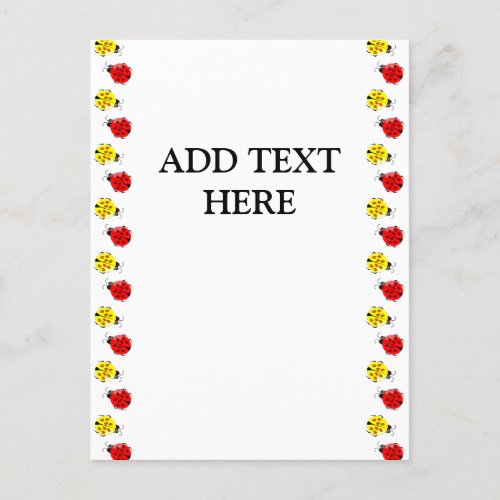 Cute Cartoon Ladybugs In Red And Yellow Postcard