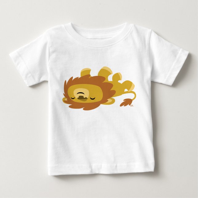 Cute Cartoon Lazy Lion Baby T-Shirt (Front)