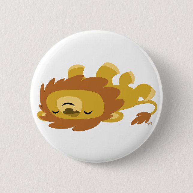 Cute Cartoon Lazy Lion Button Badges (Front)
