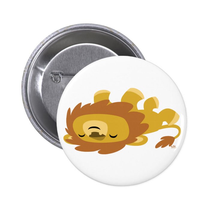 Cute Cartoon Lazy Lion Button Badges