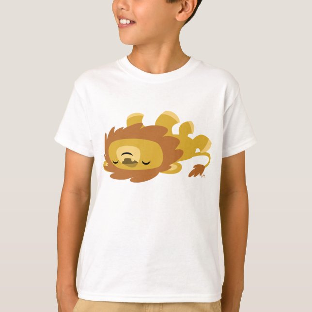 Cute Cartoon Lazy Lion Children T-Shirt (Front)