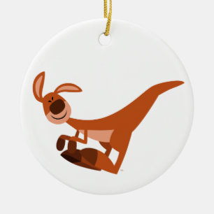 Cute Cartoon Leaping Kangaroo Ceramic Ornament