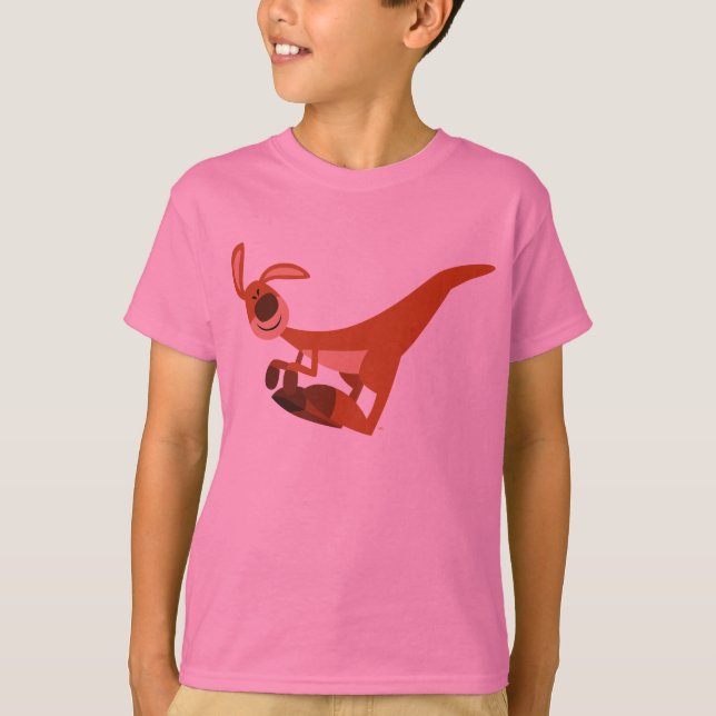 Cute Cartoon Leaping Kangaroo Children T-Shirt (Front)