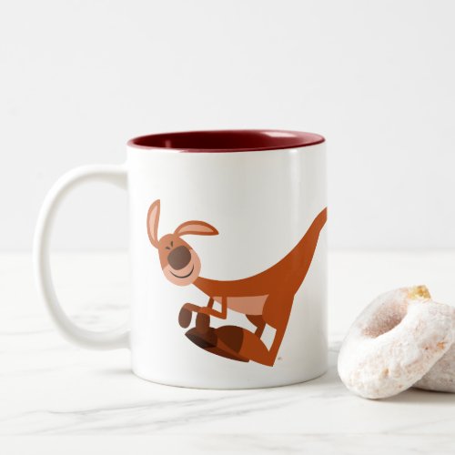 Cute Cartoon Leaping Kangaroo Two_Tone Coffee Mug