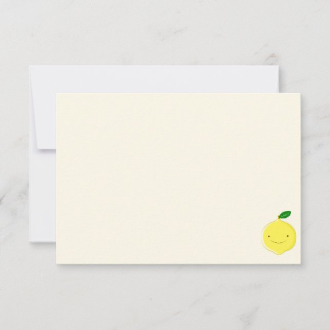 Cute Cartoon Lemon Blank Cream Off White Note Card (Front)