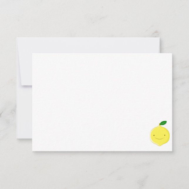 Cute Cartoon Lemon Blank Note Card (Front)