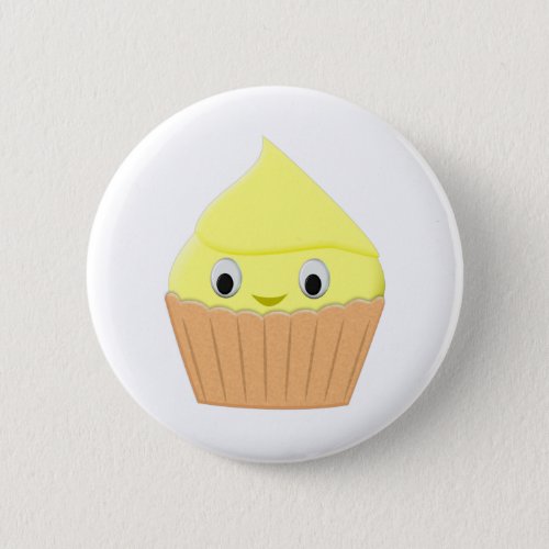 Cute Cartoon Lemon Cupcake Button