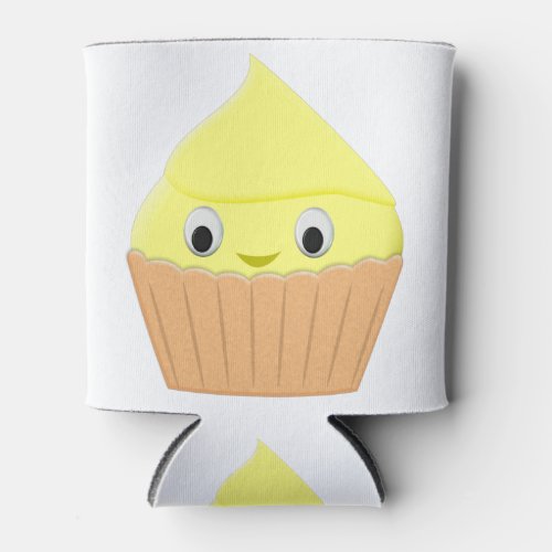 Cute Cartoon Lemon Cupcake Can Cooler