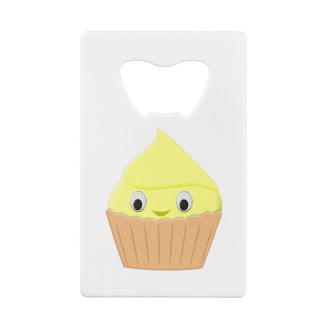 Cute Cartoon Lemon Cupcake Credit Card Bottle Opener (Back)