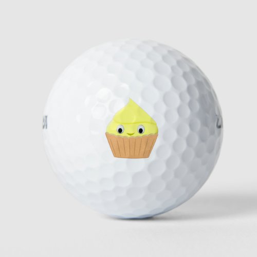 Cute Cartoon Lemon Cupcake Golf Balls