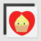 Cute Cartoon Lemon Cupcake In Red Heart (Front/Back)
