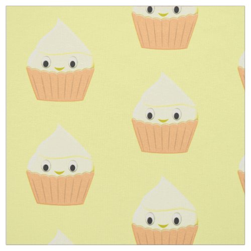 Cute Cartoon Lemon Cupcake Repeat Pattern  Fabric