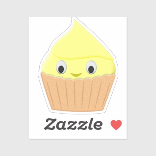 Cute Cartoon Lemon Cupcake  Sticker