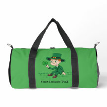 Cute cartoon leprechaun with shamrock and rainbow