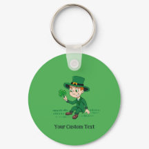 Cute cartoon leprechaun with shamrock and rainbow