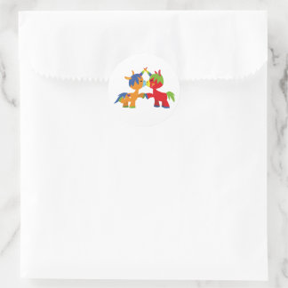Cute Cartoon LGBTQIA Unicorns Classic Round Sticker