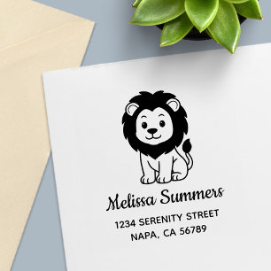 Cute Cartoon Lion Address Self-inking Stamp