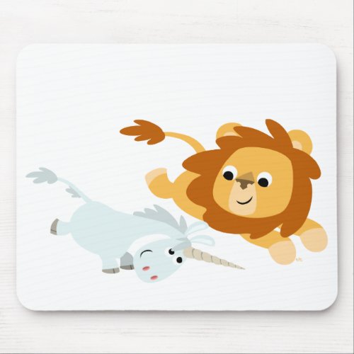 Cute Cartoon Lion and Unicorn mousepad