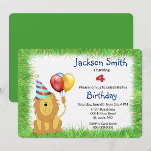 Cute Cartoon Lion Birthday Party for Boy Invitati Invitation