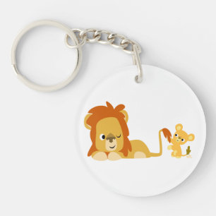 Cute Cartoon Lion Dad and Cub Acrylic Keychain