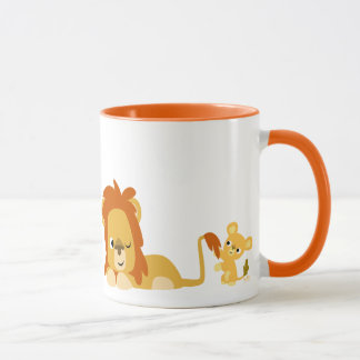 Cute Cartoon Lion Dad and Cub Mug
