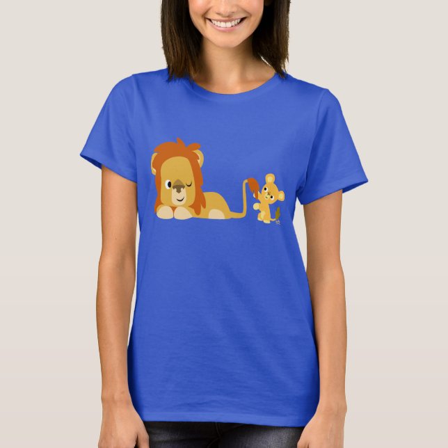 Cute Cartoon Lion Dad and Cub Women T-shirt (Front)