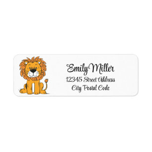 Cute cartoon lion decoration label