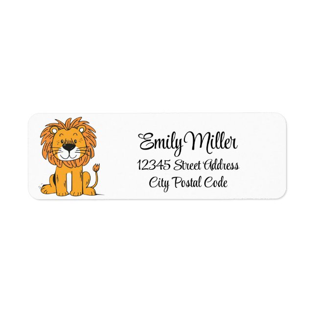 Cute cartoon lion decoration label (Front)