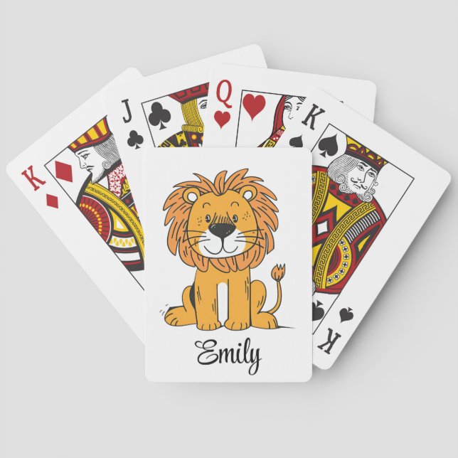 Cute cartoon lion decoration poker cards (Back)