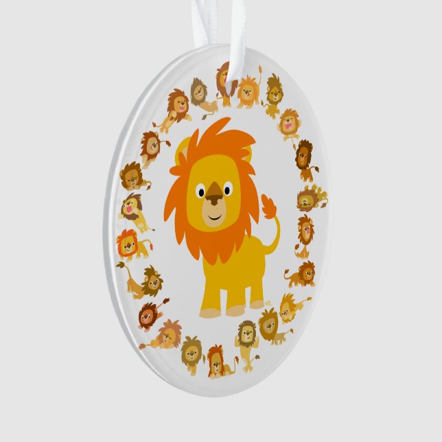 Cute Cartoon Lion Mandala Acrylic Ornament (Front)