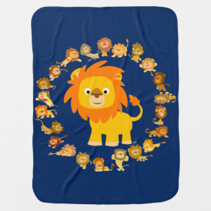 Cute Cartoon Lion Mandala Baby Blanket