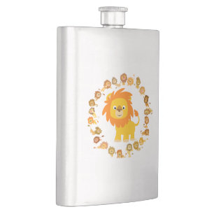Cute Cartoon Lion Mandala Classic Flask