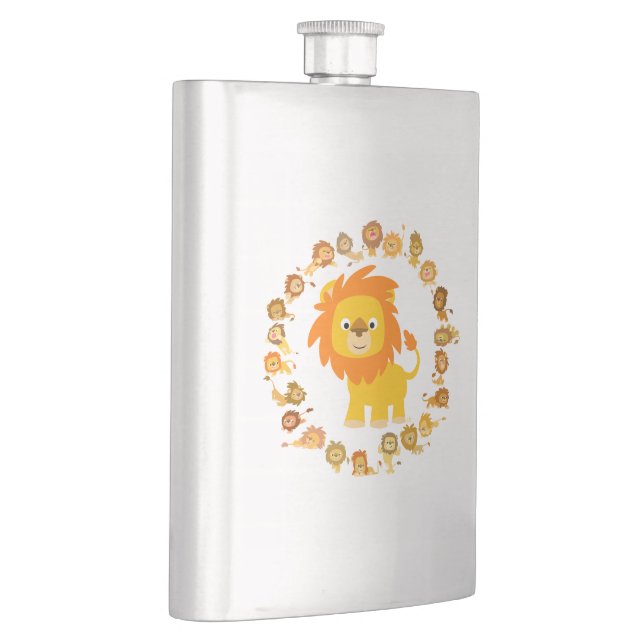 Cute Cartoon Lion Mandala Classic Flask (Right)