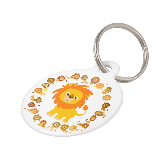 Cute Cartoon Lion Mandala Dog Tag (Side)
