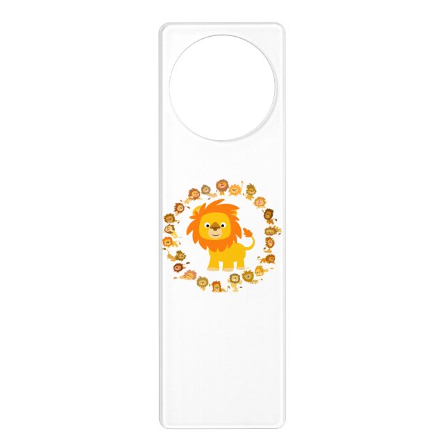 Cute Cartoon Lion Mandala Door Hanger (Front)