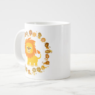 Cute Cartoon Lion Mandala Jumbo Mug