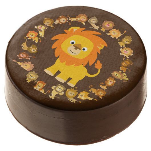 Cute Cartoon Lion Mandala Oreo Cookies (Angled)