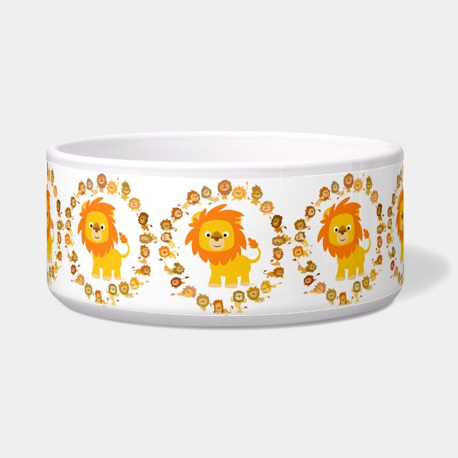 Cute Cartoon Lion Mandala Pet Bowl (Front)