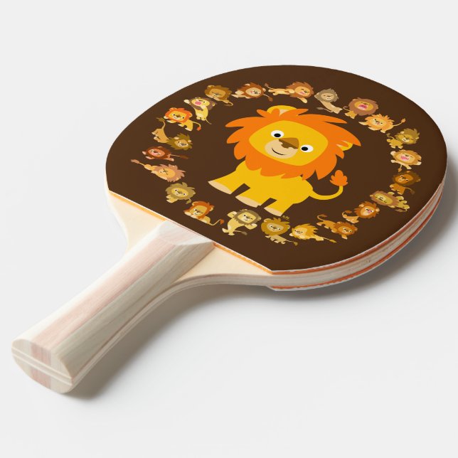 Cute Cartoon Lion Mandala Ping Pong Paddle (Front Angle)