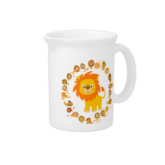 Cute Cartoon Lion Mandala Pitcher