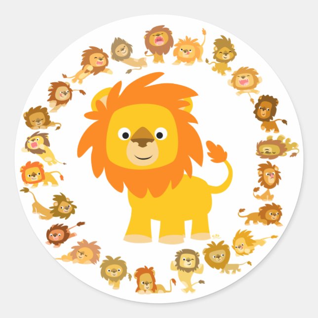 Cute Cartoon Lion Mandala Sticker (Front)