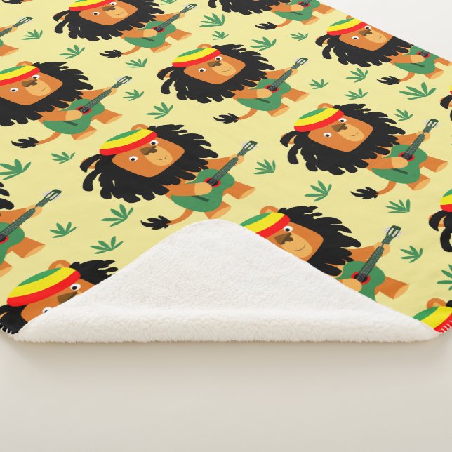 Cute Cartoon Lion Of Zion Sherpa Blanket (3/4)