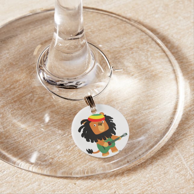 Cute Cartoon Lion of Zion Wine Charm (In Situ)
