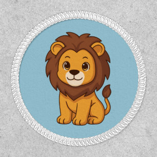 Cute Cartoon Lion on Blue Patch