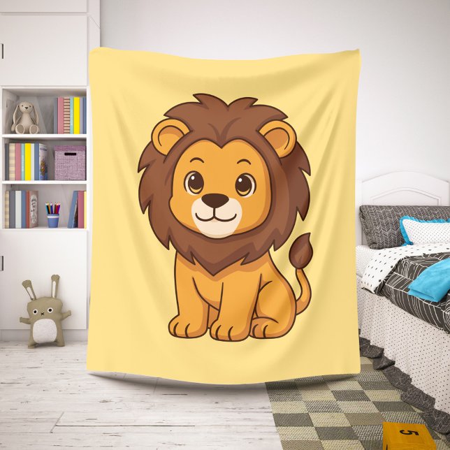 Cute Cartoon Lion on Yellow Sherpa Blanket (Creator Uploaded)