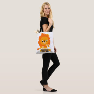 Cute Cartoon Lion Paying Bongos Tote Bags