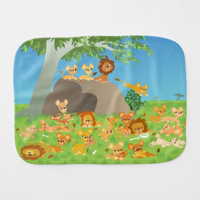 Cute Cartoon Lion Pride Burp Cloth (Front Horizontal)